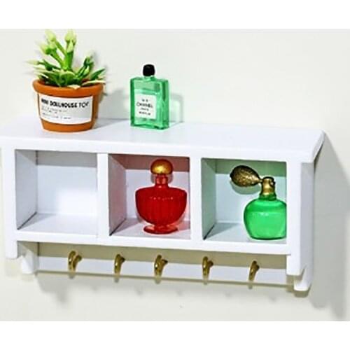 1/12 Dollhouse Miniature Kitchen Wall Mounted Shelf Rack Cabinet Hanger Hook Dollhouse Kitchen Decoration Accessories