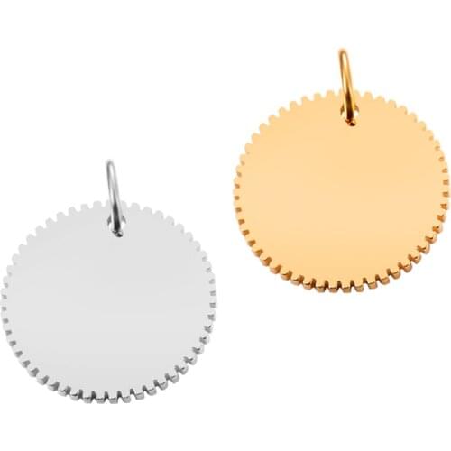 10pcs Stainless Steel 20mm Punk Wheel Gear Charm Polished Round Filigree Gear Charms DIY Pendant Jewelry Gold Silver Tone
