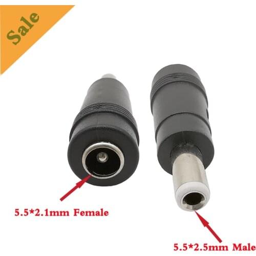 2/5/10Pcs DC Power Conversion Head 5.5mmx2.1mm Female Jack to 5.5mmx2.5mm Male Plug Adapter for Electrical Socket Laptop