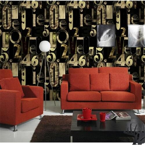 Beibehang 3D personality blue black letters alphabet wallpaper fashion ktv bar restaurant living room video wall wallpaper