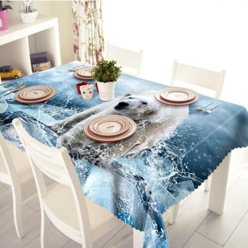 3D Tablecloth Cute Polar Bear Pattern Rectangular Dust Cloth Outdoor Wedding Banquet Decoration Table Cloth Household Items