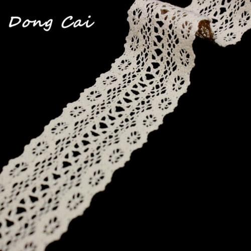 5yards/lot 4.2cm Wide Apparel Sewing Fabric DIY Beige Trim Cotton Lace Fabric Ribbon Handmade Accessories Hat table cloth Craft