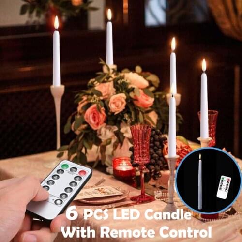 Tops 6PCS Led Candle With Remote Control Night Lights Wedding Valentines Day Table Room Decoration Accessories Dropshipping