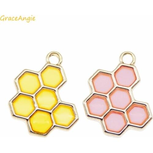 6pcs/lot Enamel Pendant Hoey Comb charms Bees Necklace Earring Jewelry Making Personality Charm Handmade Keychain Jewelry Gift