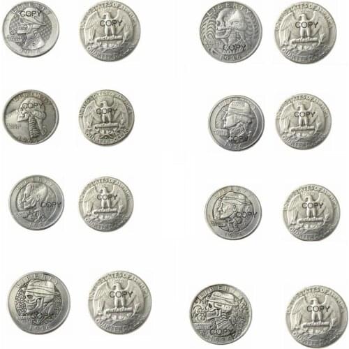 8 differents styles Hobo Creative Washington Quarter Dollars Silver Plated Copy Coins