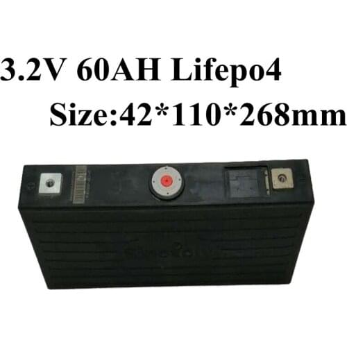 8pcs 3.2v 60Ah Lifepo4 Cell High Capacity Battery for DIY Solar Power 12v 60Ah Ebike Scooter Diy Pack Golf Cart Boat Start