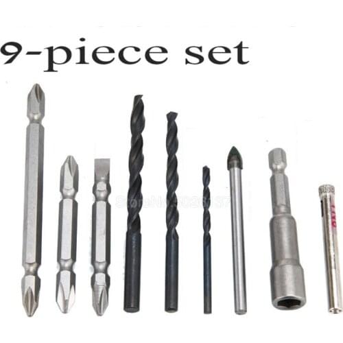 9 / 28Pcs Electric Screwdriver Drill Bit Extension Shaft Sleeve Tools Set Universal Shaft Ceramic Tile Drill Bit Twist Drill Bi