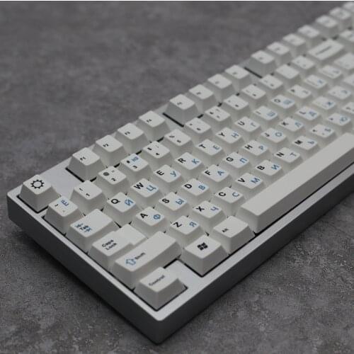 White Blue Russian Keycaps Cherry Profile PBT DYE Sublimation 1.75U 2U 2.25U Shift 6.25U 7U Spacebar For Mechanical Keyboard