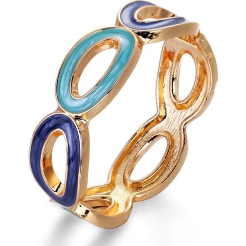 ORNAPEADIA Hot Selling Bracelet for Women Ladies Fashion Retro Dripping Oil Bracelet Two-color Hollowed Wholesale Cuff Bangles