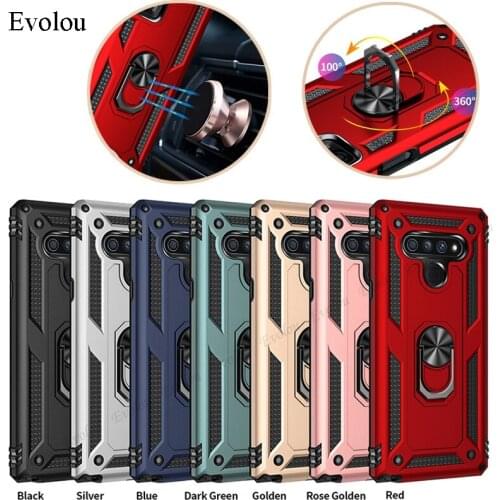 Armor Shockproof Bumper Hard Case For LG Stylo 7 6 5 K92 K51 K50 Q61 L53 K22 K40S Arieto 5 Plus Case Magnetic Ring Holder Cover