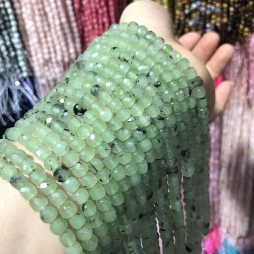 Natural Stone Beads Prehnit Oblate Loose Stone Beads For Jewelry Making DIY Bracelet Necklace Size 5x5mm