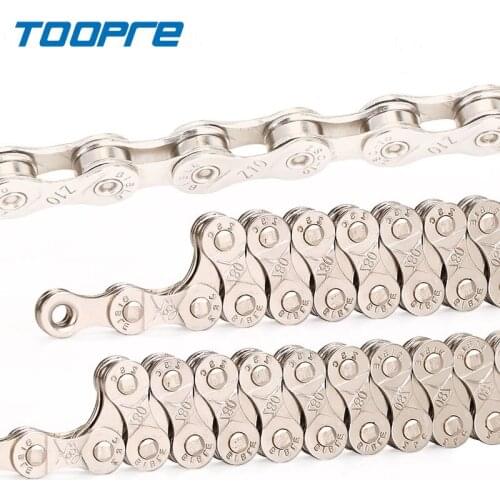 TOOPRE Mountain Bike Chain Single Speed 6/7/8/9/10/11S Silver Electroplating Chains 114/116 Links Iamok Bicycle Parts