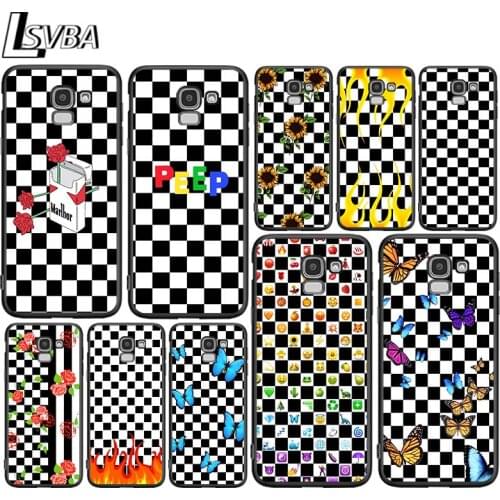 Checkerboard Black White for Samsung Galaxy J2 J3 J4 Core J5 J6 J7 J8 Prime duo Plus 2018 2017 2016 Silicone Phone Cover
