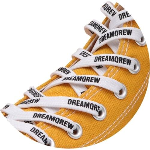 Coolstring 8MM Double Layer Stronger Polyester Shoelaces "DREAMQREW" Letter Printing Unisex For Canvas Boots Cords Trendy шнурки