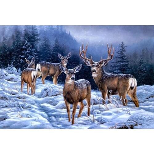 Elk in the snow The wooden puzzle 1000 pieces ersion jigsaw puzzle white card adult childrens educational toys