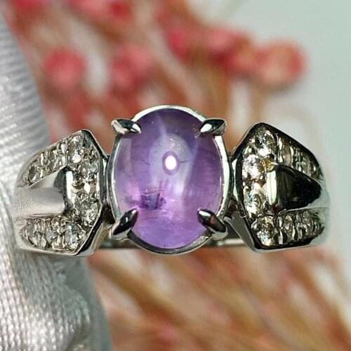 Fine Jewelry Pt900 Real Platinum Gold 100% Natural Blue Star Sapphire 2.27ct Gemstones Sapphire Diamonds Female Wedding Rings