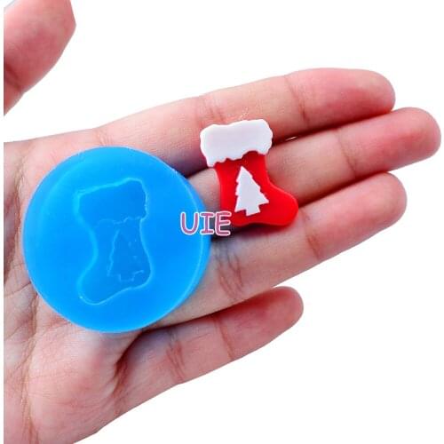FYL054U 27.6mm x 21.3mm Christmas Stocking Silicone Mold Fondant Cake Decoration Candy Resin Clay Earrings Necklace Craft Soap