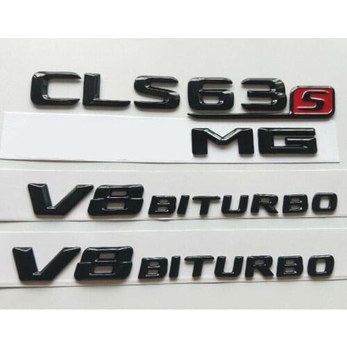 Gloss Black 3D Letters CLS63s for AMG V8 BITURBO Emblems for Mercedes X218 C218