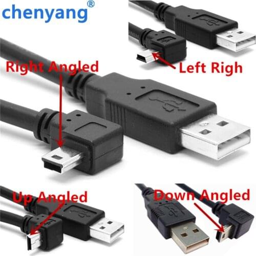 USB 2.0 Male to Mini USB B Type 5pin 90 Degree Up & Down & Left & Right Angled Male Data Cable 0.25m/0.5m/1.8m/5m