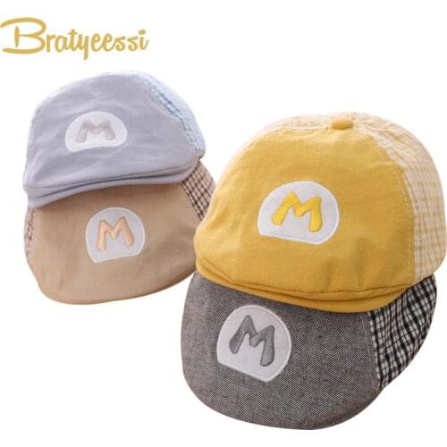 Handsome Kids Hat for Boys Cotton Baby Boy Cap Plaid Toddler Beret Hat Baby Accessories