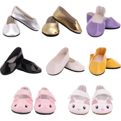 Doll Cute Cat / Colored Crystal Fashion Shoes Fit 18 Inch American Doll&43Cm Born Baby,Our Generation,Birthday Girls Toy Gift