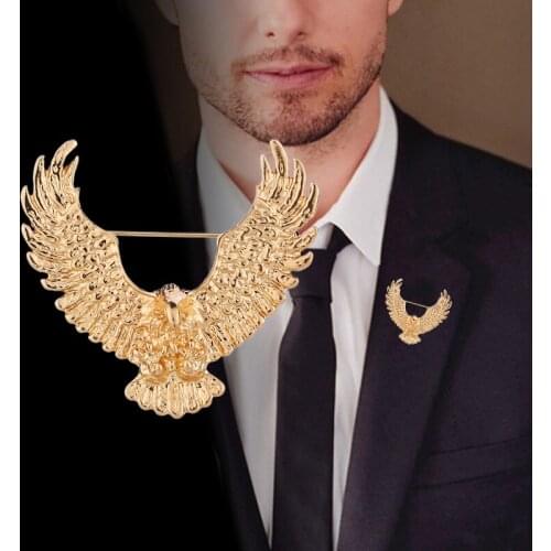 Korean Fashion New Brooches Gold Eagle Wings Shape Brooch Scarf Buckle Lapel Metal Pin Badge for Men Shirt Collar Accessories