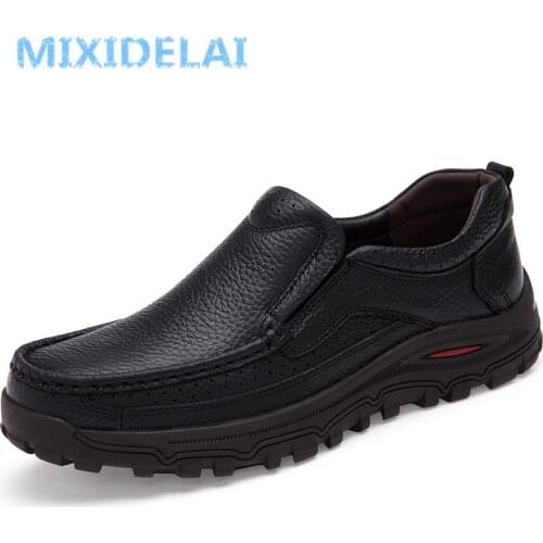 MIXIDELAI Big Size 38-48 Mens Dress Italian Leather Shoes Luxury Brand Mens Loafers Genuine Leather Formal Loafers Moccasins Men