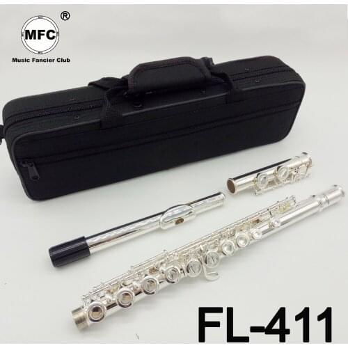 Music Fancier Club Intermediate Standards Flute FL-411 Student Flutes Silver Plated 16 17 Holes Closed Open Hole With Case