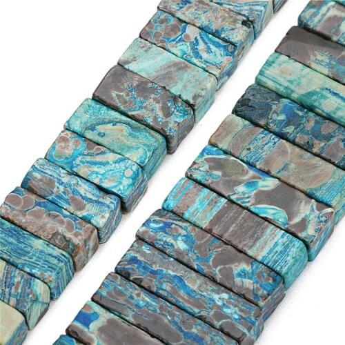 LOULEUR 5pcs 23X9mm 32X9mm Natural Stones Beads Beach Blue Rectangle Agates Beads for Necklace Bracelet Jewelry Making Finding