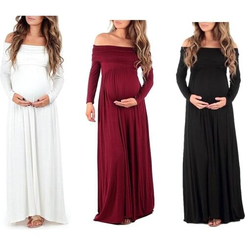 New Maternity Dresses For Photo Shoot Pregnant Women Pregnancy Dress Photography Props Sexy Off Shoulder Maxi Maternity Gown