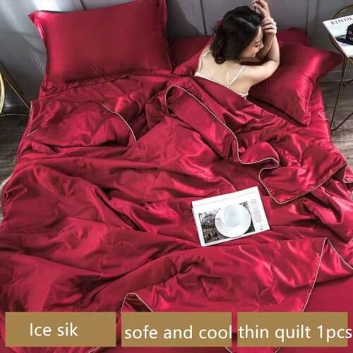 New Product update ) Blankets for Beds Solid Red Color Soft Cool Ice Silk Blanket On the Bed Thickness Throw Blanket