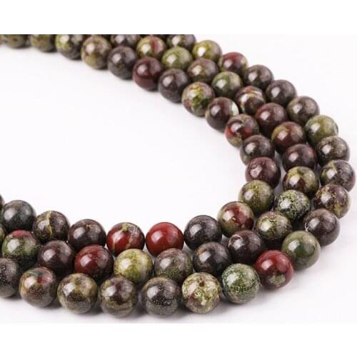 Wholesale High Quality Natural Stone 4/6/8/10/12mm Dragon Bloodstone Loose Round Beads For Jewelry Making