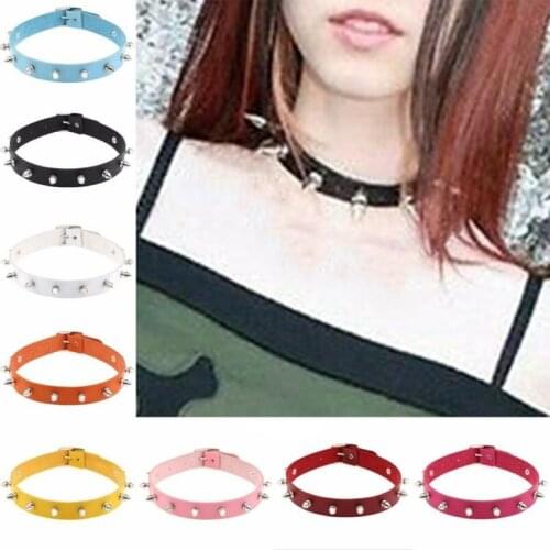 Fashion Girl Punk Gothic Spiked PU Leather Choker Collar Spike Necklace Jewelry
