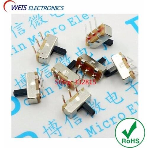 1000PCS SS12D03 1P2T Toggle Switch bent feet 90degree 3pin slide switches handle length 4mm Free shipping