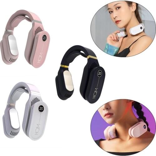 Portable Hanging Neck Fan Air Conditioner Cooling Cooler Heating Warmer Neck Massager 3 Speed Hands Free Fan for Office Travel