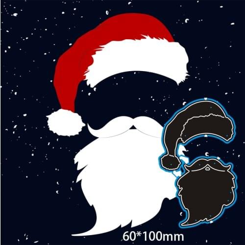 Cutting Dies Santa Hat and Beard Metal and Stamps Stencil for DIY Scrapbooking Photo Album Embossing Paper Card 6*10cm