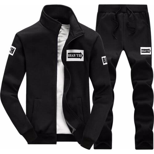 Tracksuit Two-piece Mens Jacket Trousers Outdoor Leisure Fashion Sportswear Stand-collar Sports Suit Mens Long-sleeved Pants