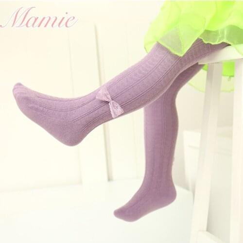 Spring and Summer Combed Cotton Childrens Pantyhose Lace Bowknot Baby Socks Bottoming Socks Girls Double Stitch Socks