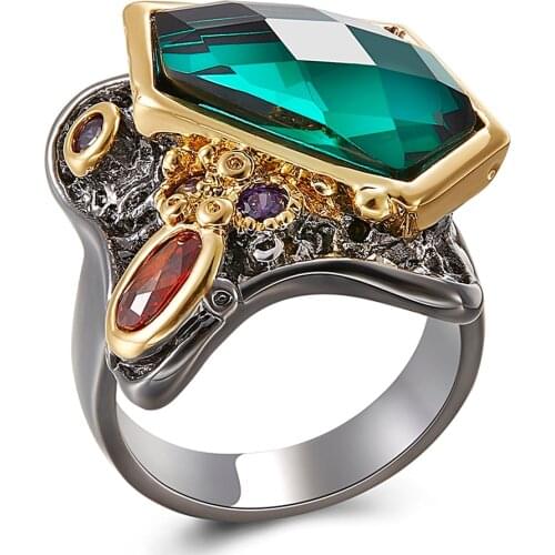 High Quality Big Green Stone Fashion Ring Lead Free Setting with AAA Cubic Zirconia Party rings Free shipping