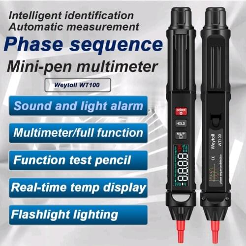 Weytoll WT100 1Hz~10MHz 1Hz~10MHz Intelligent Multimeter True RMS Digital 3 In 1 Phase-sequence Meter Multimeter
