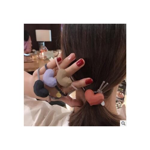 120pcs/lot DIY Simple Multi Cartoon Frosted Loving Heart Rubber Band Bowknot Hair Rings Styling Tools Accessories HA710