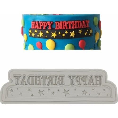 17.8*5.5*1CM DIY Sugar Craft Cake Happy Birthday Petal Cake Silicone Mold Fondant Mold Cake Decorating Tools Gum Paste Mold