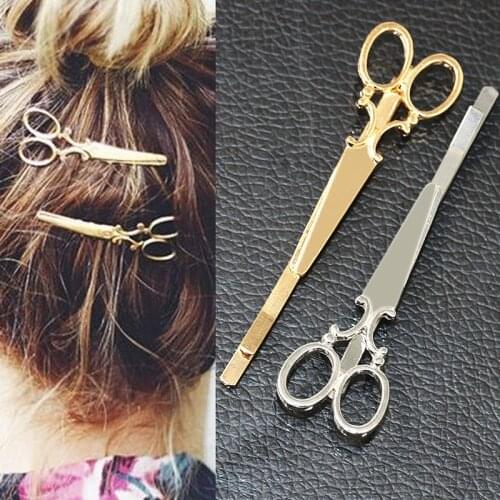 2020 New Scissors Hair Clip Women Chic Golden Silvery Scissors Shape Hair Clip Hair Pin Headwear Girls Hair Accessories