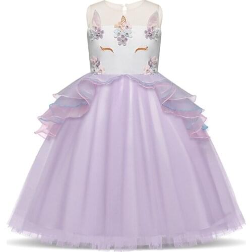 2018 New Designs Unicorn Girl Party Dress Children Clothing Girl Kids Fancy Ball Gown Baby Girls Clothes Formal Ceremonies Dress