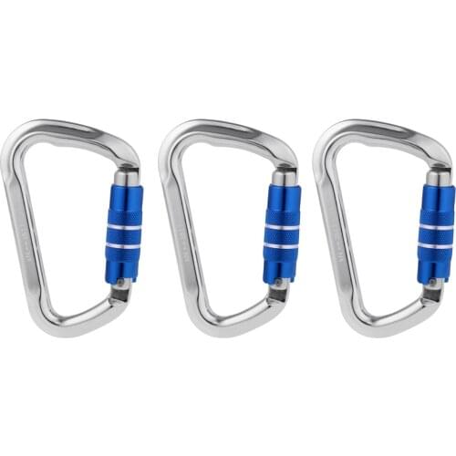 3 Pcs 25KN Carabiner Outdoor Camping Aluminum Magnesium Twist Lock for Rock Climbing Caving Mountaineering Climbing Equipment