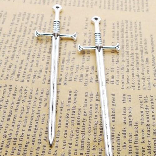 4 Pieces 25*88mm Antique Silver Color Sword Wicca Charms Vintage Pendant Accessory For DIY Jewelry Making