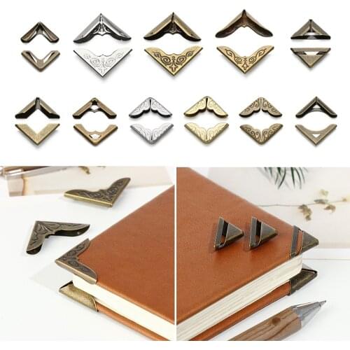 4Pcs Retro Book Corner Protector Metal Photo Albums Corners Book Cover DIY Crafts Scrapbook Decor Menus Corner Accessories