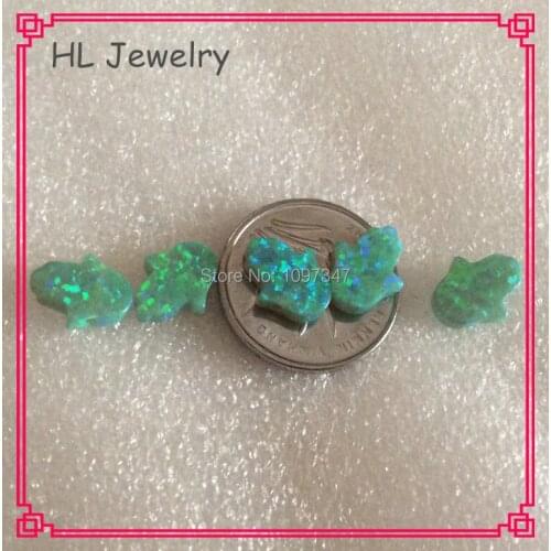 50PCS/Lot Lab Created 8*10MM Hamsa Hand Opal Synthetic Fire Opal OP11 Kiwi Green Color Fatima Hand Opal