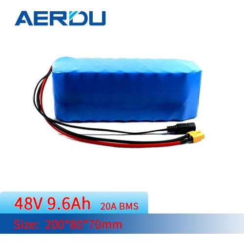 AERDU 48V 9.6Ah 13S3P 18650 Lithium-ion Battery Pack 728W 3200mAh Support Electric Scooters Vehicle Moter with BMS+DC XT60 Plug