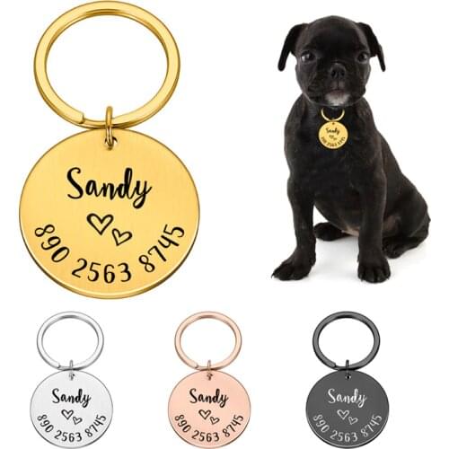 Anti-lost Flower Personalized Pet ID Tag Engraved Pet ID Name for Cat Puppy Dog Collar Tag Anti-lost Bone Pet Accessories